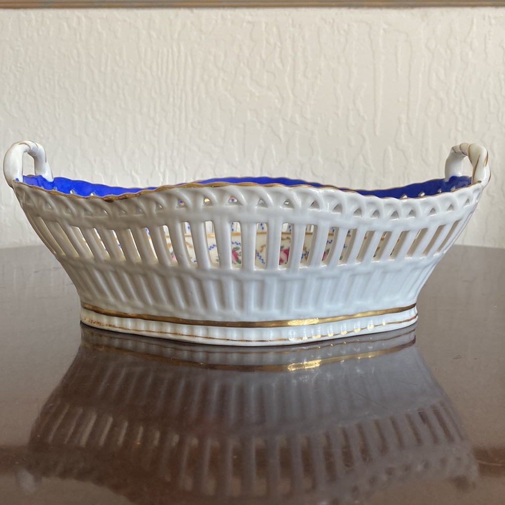 Hand Painted Porcelain Decorative Basket - Picture 8 of 11